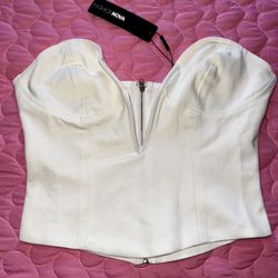 Fashion Nova White Bustier Top – Size M (New) ✨