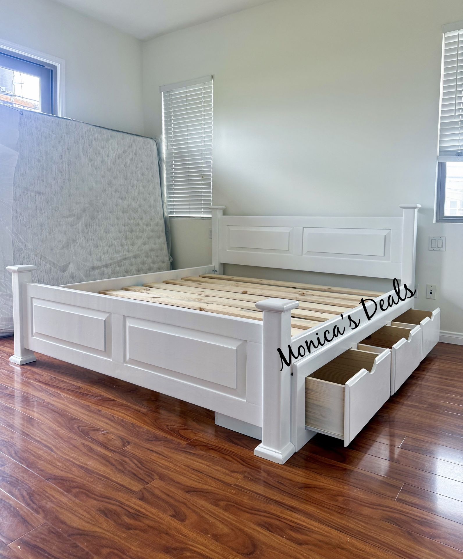 Cal King Or King Solid Wood Bed Frame With 3 Drawers $700