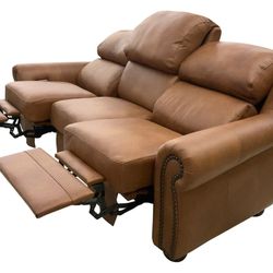 Towne - Sofa with Power RA & LA Incliners - Sequoia Saddle