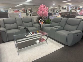 Crazy Sale 🚨 Beautiful Grey Power Reclining Sofa&Loveseat $1699