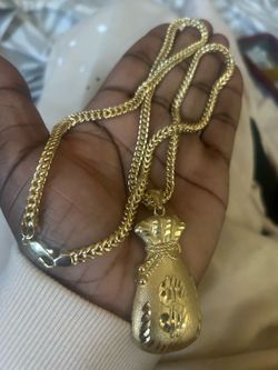 10k franco  with money bag pendant