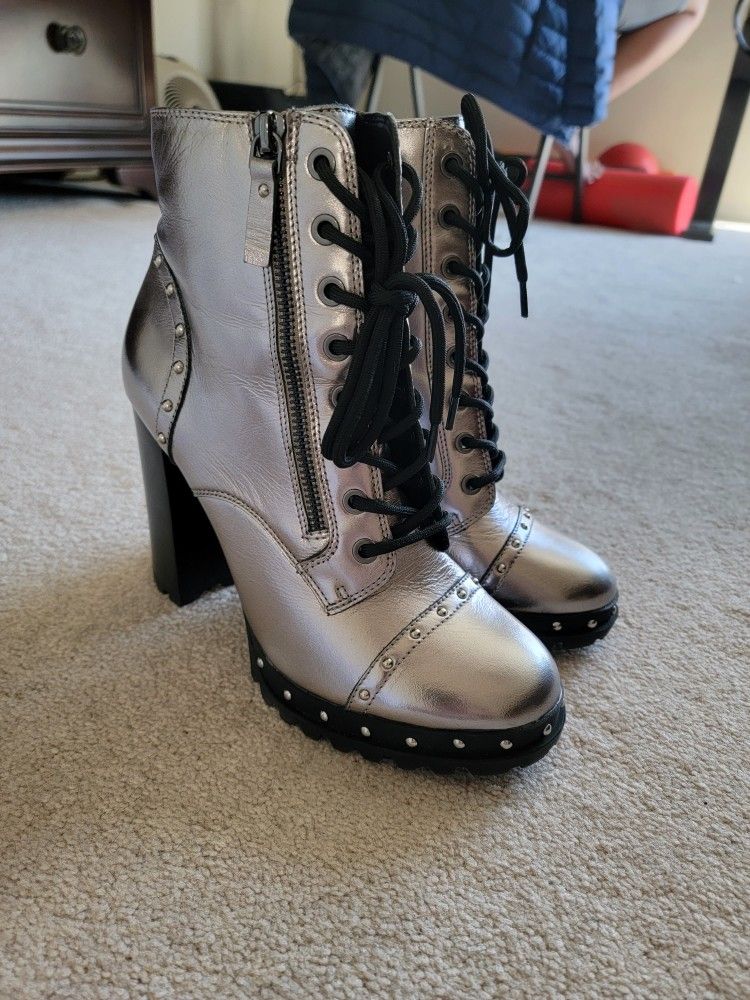 Aldo Isidro Silver Metallic Womens Boots Size 8