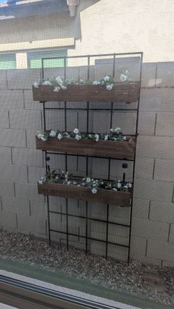 Forged Metal Trellis with Planter Boxes