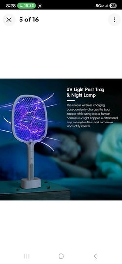 UV Light Bug Zapper Racket with Charging Base