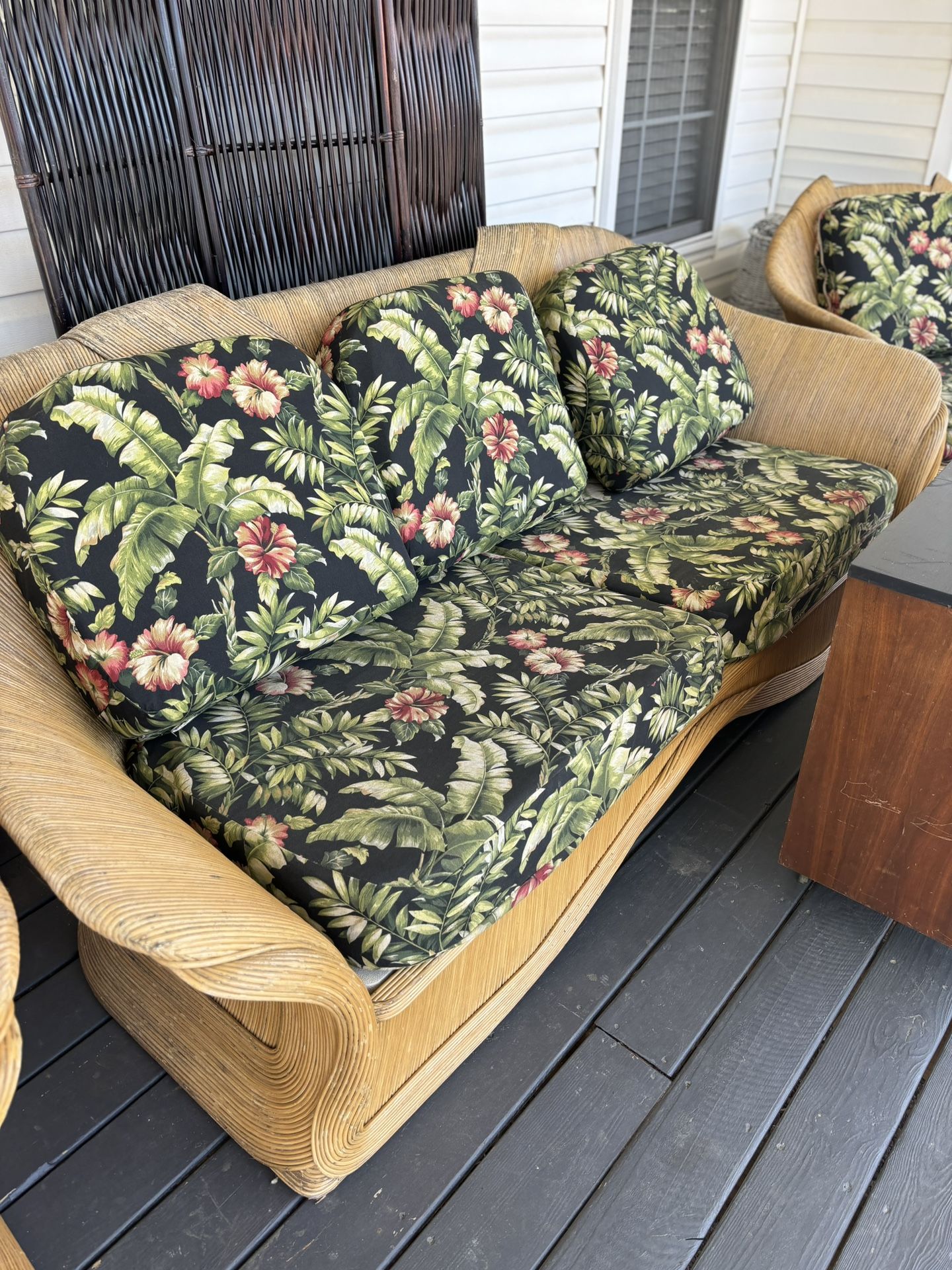 Art Deco Outdoor / Sun Room Set. Couch Loveseat Chair