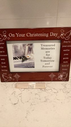 2 frames Christening Day with engrave-able plate
