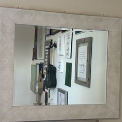 Large Rectangular Wall Mirror – Modern White/Silver Frame