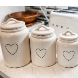 Rae Dunn black heart canister set