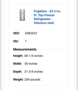 Stainless Steel Fridgidaire Refrigerator