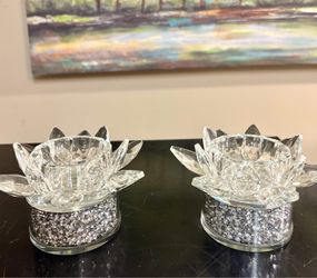 Beautiful Crystal Candle Holders with Crushed Diamonds 3β NEW