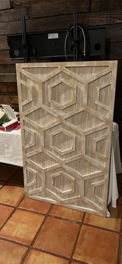 West elm Geometric Carved Wood Wall Art Panel