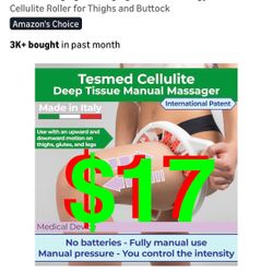 Cellulite Manual Massager : Made in Italy, Patented with Converging & Diverging Roller Technology. Anti Cellulite Roller for Thighs and Buttock