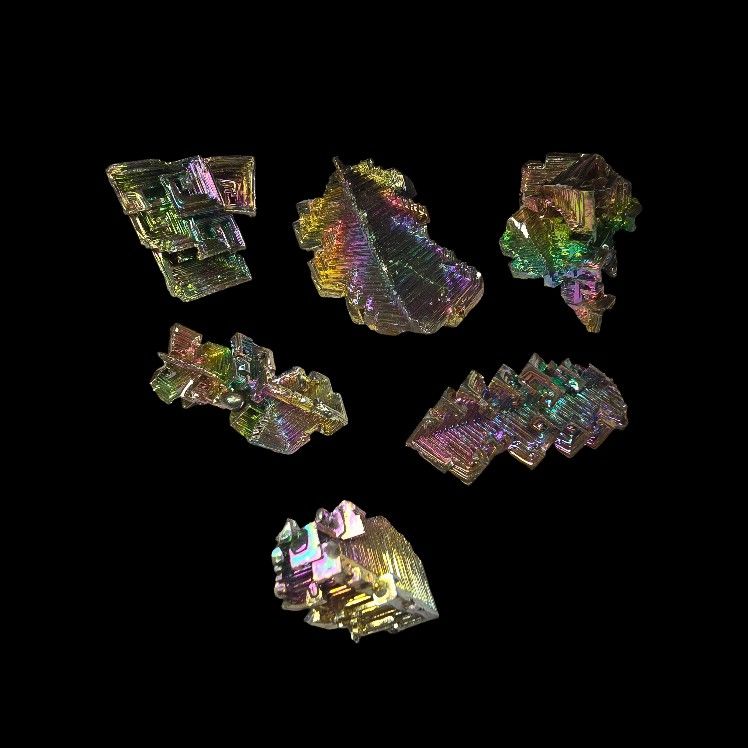 Bismuth Specimens, 6 Pieces 33-53mm, #83 on the Periodic Elements Table (Bi)