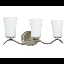 3-Light Vanity Lighting with White Glass in Brushed Nickel Finish 2163-3-BN