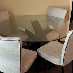 Glass Dining Table With Free Chairs)