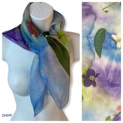 Scarf 100% Pure Silk Artist Signed Hand-Painted