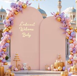7.2FT 6FT Arch Backdrop Cover For Wedding, Set Of 2 Stretchy Spandex Fitted Arch Stand Cover For Baby Shower, Birthday Party Decor, Chiara Backdrop Co