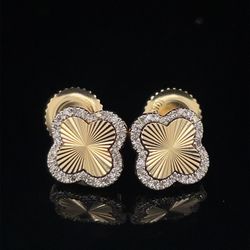 10KT Yellow Gold Diamond Clover Earrings 1.40g 0.9CTW 182722/4