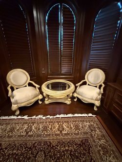 French style Accent Chair Set with Coffee Table