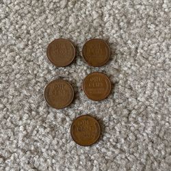 5 Wheat Pennies