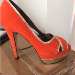 Orange And Gold Clementine Heels