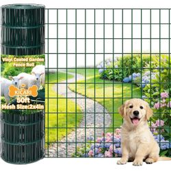 Green Metal Garden Fence,72inch(H) x 50ft(L),2 inch x 4 inch,12.5GA Coated (14GA Bare) 2/3/4/5/6 Ft Tall Chicken Wire PVC Coated Welded Wire Mesh Roll