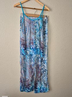 Women's Blue Paisley Rayon 2 Piece Cami Top Wide Leg Pants Set M In Bloom