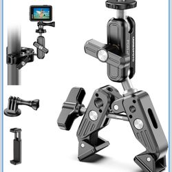 Super Clamp Camera Mount, 360° Dual Ballhead Magic Arm, 1/4"-20 & 3/8"-16 Threads, Super Clamp Kit for Phone/LED Lights/DSLR Camera/Gopro/Ronin-M/MOVI