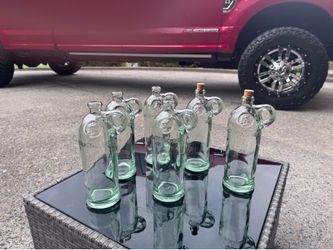 Set of 6 Vintage Style Glass Bottles with Handles