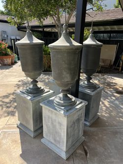 Restoration Hardware Metal Urns and Pedestal Stands - Wedding Birthday Celebration