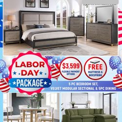 NEW 3 ROOM PACKAGE DEAL- BED MATTRESS DINING ROOM SECTIONAL SOFA AND FINANCING 