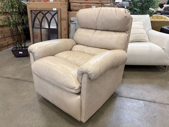 MOTIONCRAFT Tan Leather Swivel Rocking Manual Recliner with Hidden Lever