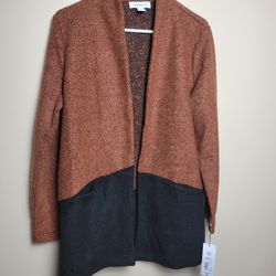 Liz Claiborne Rust and Black Open Front Cardigan size M NWT