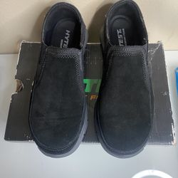 NWB Hytest Women’s EH Steel Toe Slip Ons Black Size 7 Suede Leather