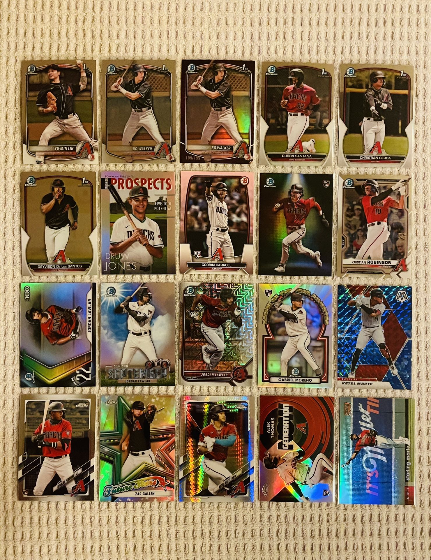 Arizona Diamondbacks 40 Card Baseball Lot! Rookies, Prospects, Refractors, Prizms, Memorabilia, Short Prints, Variations & More!