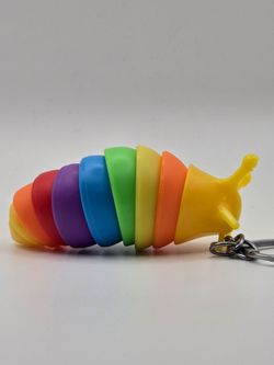 Caterpillar Keychain yellow rainbow