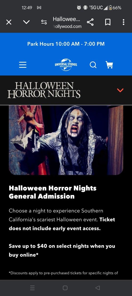 Halloween Horror Nights At UNIVERSAL STUDIOS HOLLYWOOD #4 PACK TICKETS!