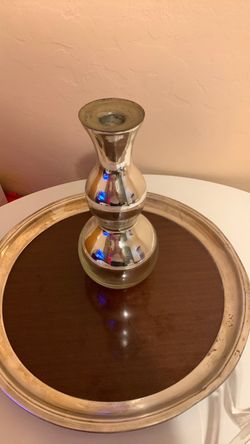 Vintage Chrome Metal Hour-Glass Candlestick