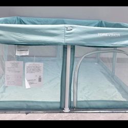TOREVSIOR Foldable Baby Playpen With Mat, 50"×50" Collapsible Play Pen For Babies And Toddlers, Indoor & Outdoor Kids Safety Play Pen, Portable Play Y