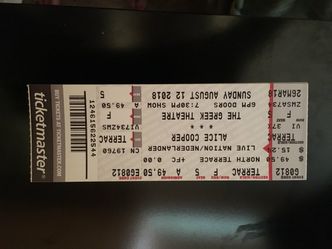 ALICE COOPER TICKETS TONIGHT CHEAP 5 tickets