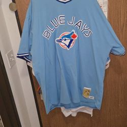 100% AUTHENTIC MITCHELL & NESS 1987 CECIL FIELDER Toronto BLUE JAYS JERSEY Size 5XL