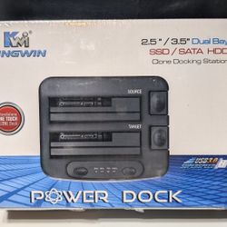 Kingwin Power Dock PD-2537U3 - Dual Bay SSD/HDD Clone Dock - New in Box
