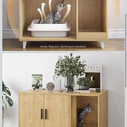 Hidden Cat Litter Box Enclosure Furniture with Scratching Mat - Multi-Functional Cat Washroom Cabinet for Scratch-Resistant Furniture - Easy Assembly(