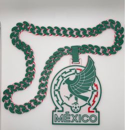 3D Printed Mexico hype chain/ Mexico Men’s soccer Cuban style hype chain