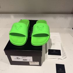 Versace Medusa Head Bright Green Slides Size 10 