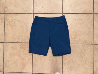 Faherty Allday Shorts Mens 31 Navy Stretch 8 Inch Inseam Drawstring Chino Casual