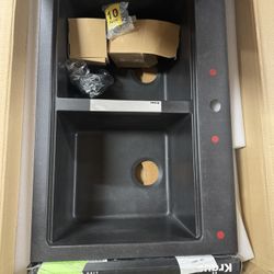 Kraus Quarza Black Onyx Double Sided Sink (KGD-433B)