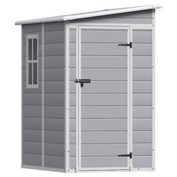 5 ft. W x 4 ft. D Matte Gray Patio Resin Shed Extruded Plastic Outdoor Storage Shed with Window and Floor 16.6 sq. ft