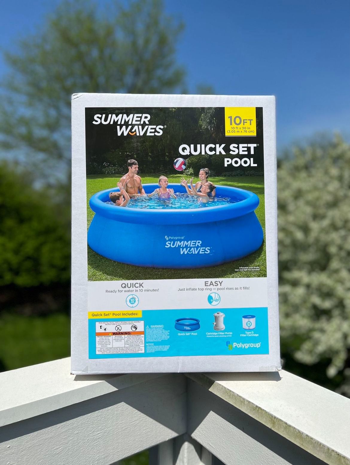 NEW Summer Waves 10ft x 30in Above Ground Inflatable Pool With Filter Pump