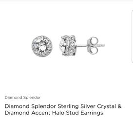 Sterling Silver crystal and diamond earrings